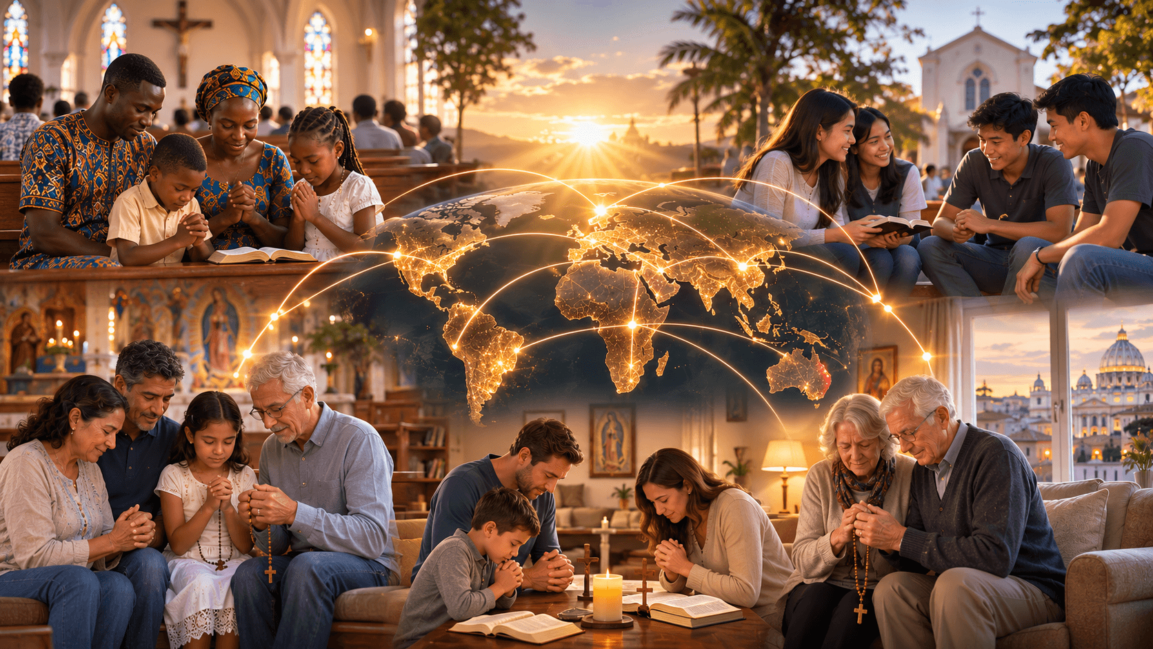 Catholics from different communities praying together